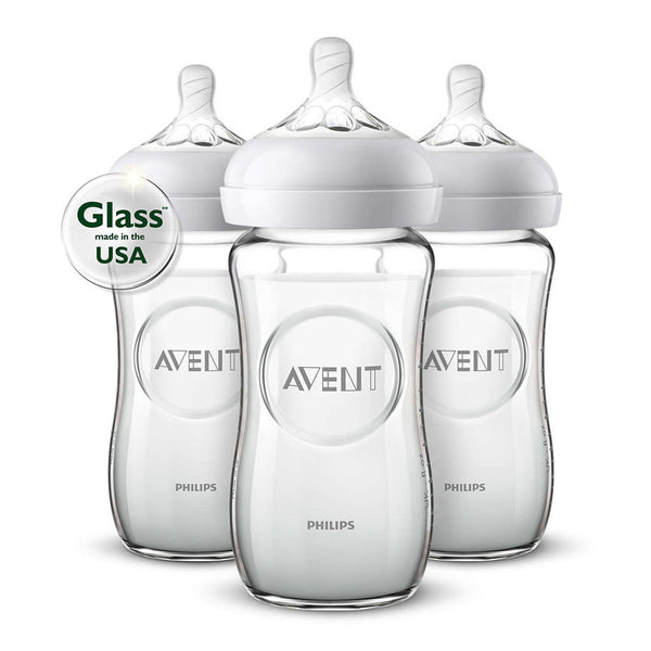 Avent Natural Glass Wide-Neck 3-Pack Baby Bottles - 8oz