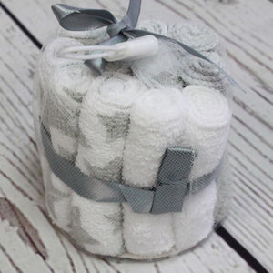 Jesse+Lulu 12-Pack Washcloth Set - Grey Moon & Stars