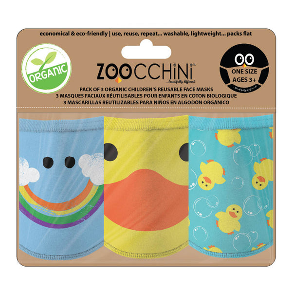 Zoocchini 3-Pack Organic Reusable Kids Masks - Duck (3 Years+)