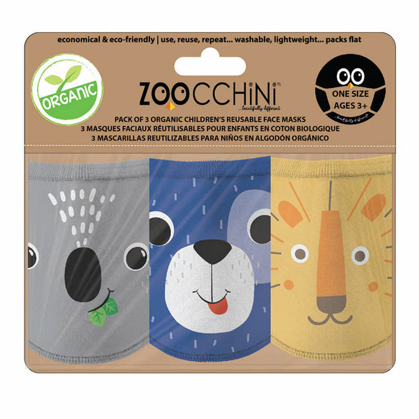 Zoocchini 3-Pack Organic Reusable Kids Masks - Dog (3 Years+)
