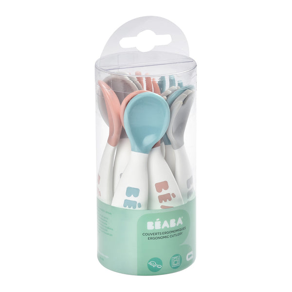 Beaba Second Stage Ergonomic Cutlery Spoon and Fork Set of 10 - Breeze