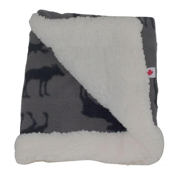 Cosy Care Cotton Fleece Baby Blanket - Black and Grey Moose