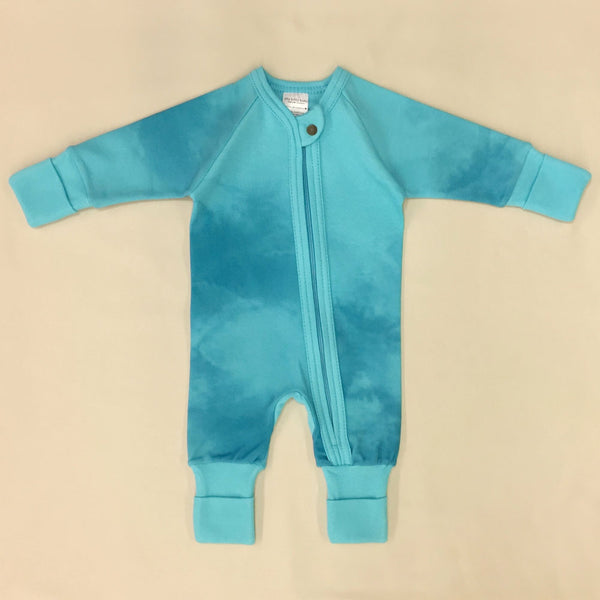 Itty Bitty Baby Water Colour Collection Zip Sleep & Play Suit - Turquoise (1 Month, 5-8 lbs)