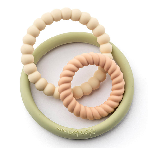 Little Cheeks 3-in-1 Trio Silicone Teething Rings - Olivia