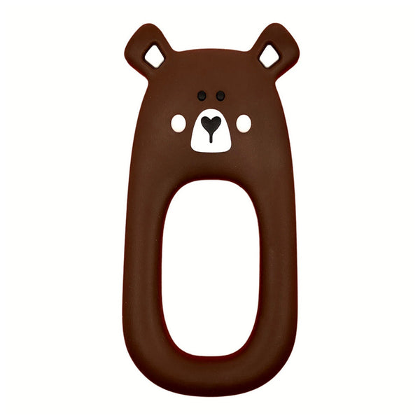 Little Cheeks Bear Silicone Teether - Brown