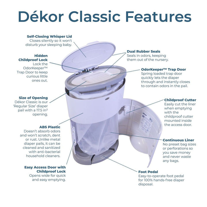 Dekor Classic Diaper Pail Gift Set White DearBorn Baby