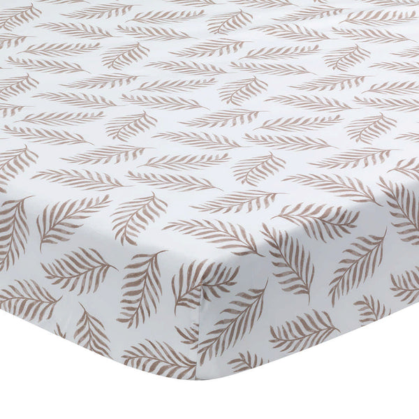 Lambs & Ivy Signature Organic Fitted Crib Sheet - Taupe Leaves