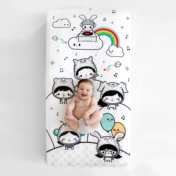 Rookie Humans 100% Organic Cotton Sateen Crib Sheet - Party In My Crib