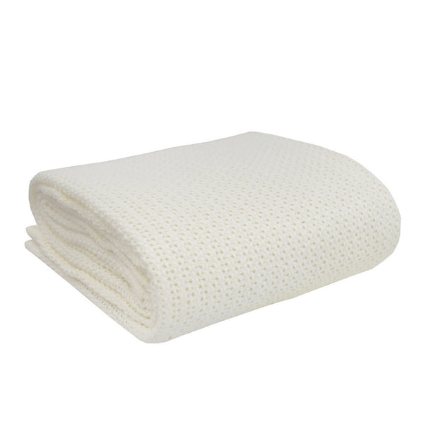Living Textiles Organic Cotton Cellular Knit Blanket - White