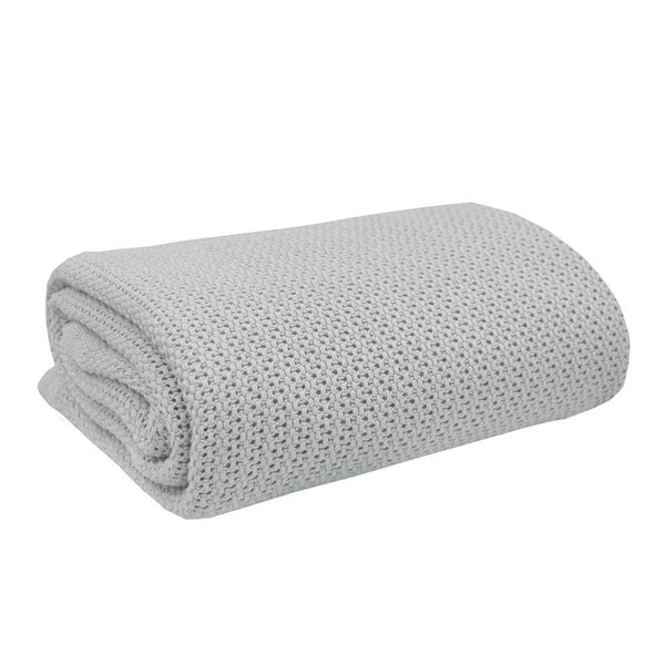 Living Textiles Organic Cotton Cellular Knit Blanket - Grey