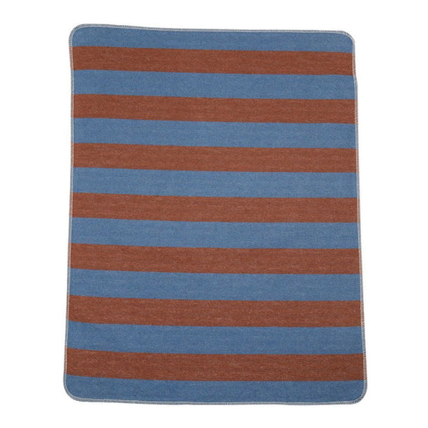 David Fussenegger JUWEL Baby Blanket - Terracotta and Blue Stripes/Solids