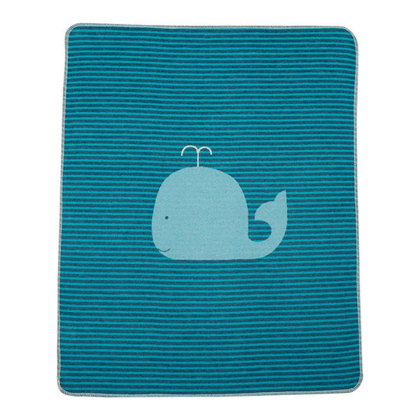 David Fussenegger JUWEL Baby Blanket - Blue Whale Stripes