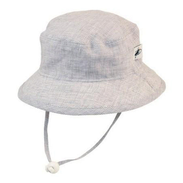 Puffin Gear Linen Camp Hat - Grey Check (XS, 12-24 Months)