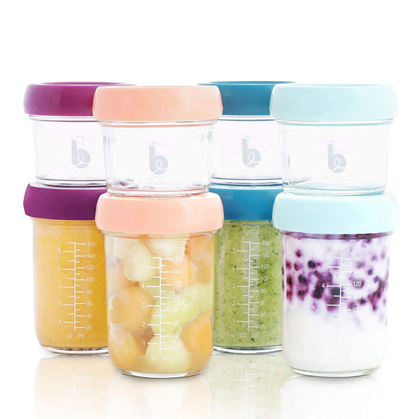 BabyMoov BabyBowls 8-Pack Glass Storage Containers Set - 4 x 4oz and 4 x 8oz