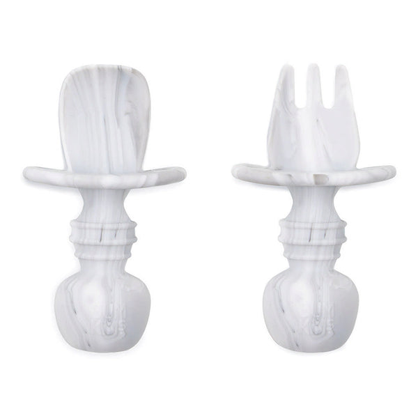 Bumkins Silicone Chewtensils Spoon and Fork Set - Marble