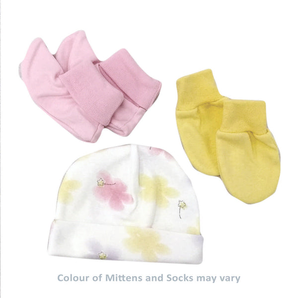 Itty Bitty Baby Hat, Mitten, and Socks 3-Piece Set - Flowers
