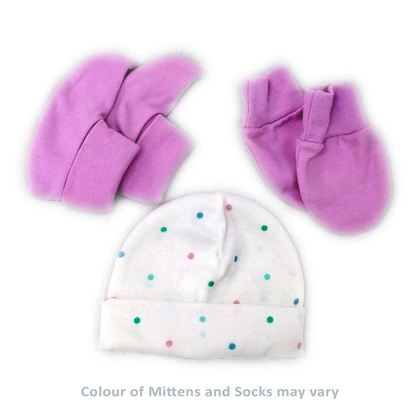 Itty Bitty Baby Hat, Mitten, and Socks 3-Piece Set - Dots