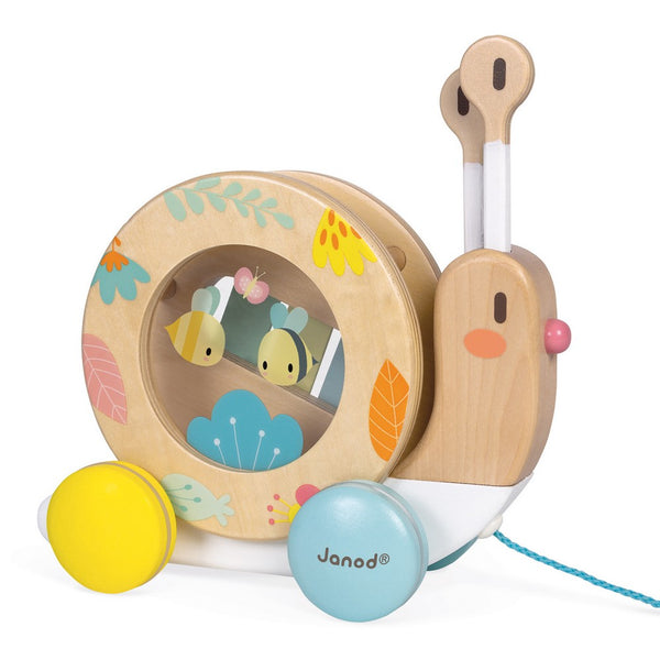 Janod Pure Pull-Along Snail 2-in-1 Learning Toy