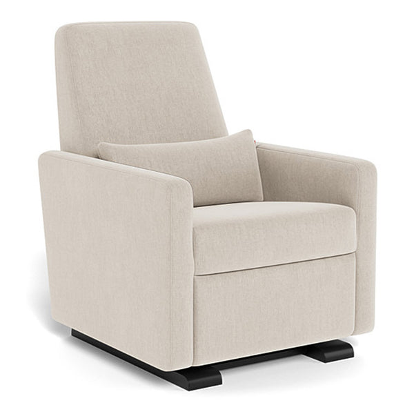 Monte Grano Glider Recliner with Matching Pillow - Dune Fabric with Espresso Base