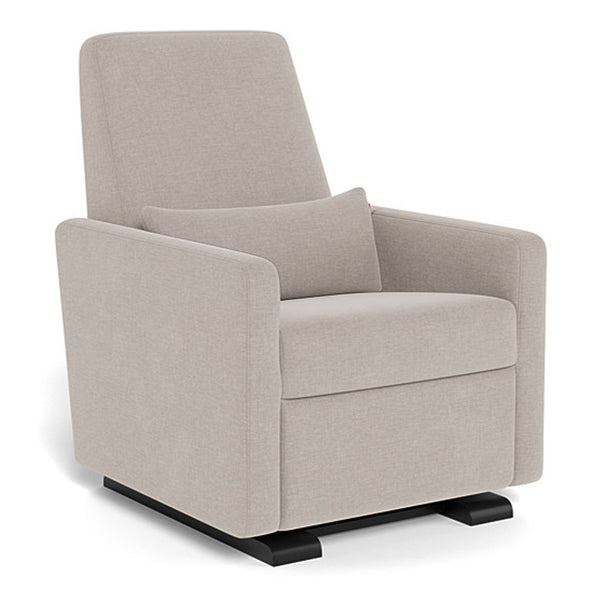 Monte Grano Glider Recliner with Matching Pillow - Sand Fabric with Espresso Base