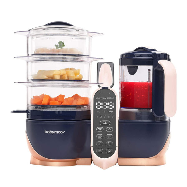 BabyMoov 6-in-1 Duo Meal Station XL Food Processor - Navy Blue with Rose Gold Trim
