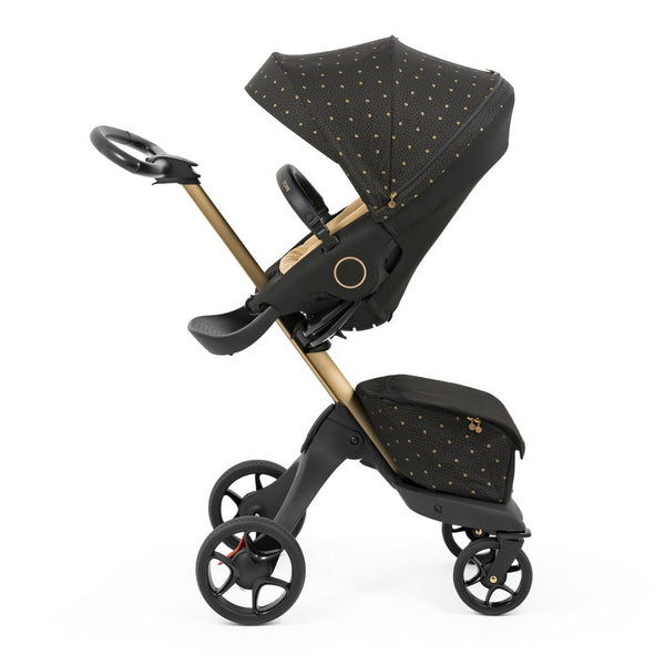 Stokke Xplory X Stroller - Signature Black with Gold Frame and Black Handles