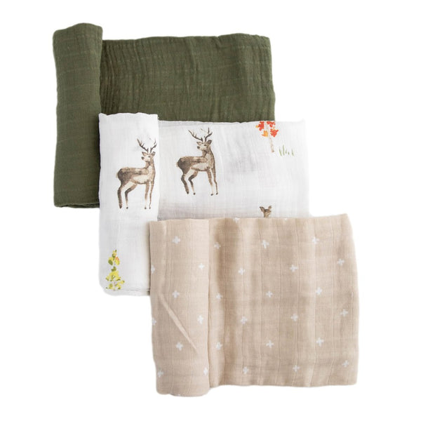 Little Unicorn 3-Pack Cotton Muslin Swaddles Set - Oh Deer