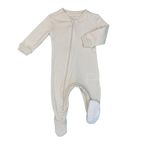 ZippyJamz Organic Cotton Footed Sleeper - Baby Grey (3-6 Months)