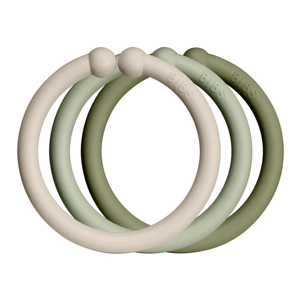 Bibs Pacifier 12-Pack Loops Infant Toy - Vanilla, Sage, and Olive