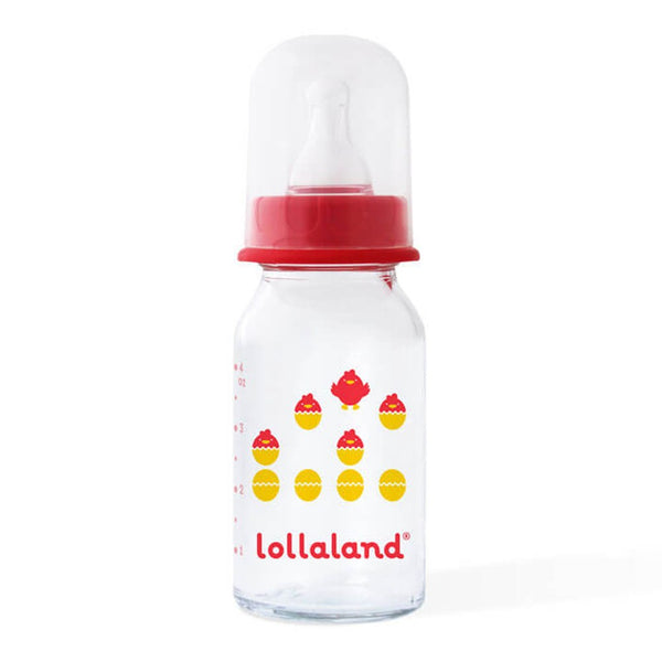 Lollaland Glass Baby Bottle - Bold Red (4oz)
