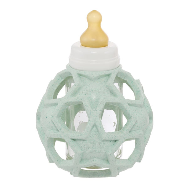 Hevea 2-in-1 Glass Baby Bottle with Upcycled Rubber Star Ball Cover - Mint (4 oz)