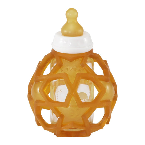 Hevea 2-in-1 Glass Baby Bottle with Upcycled Rubber Star Ball Cover - Natural (4 oz)