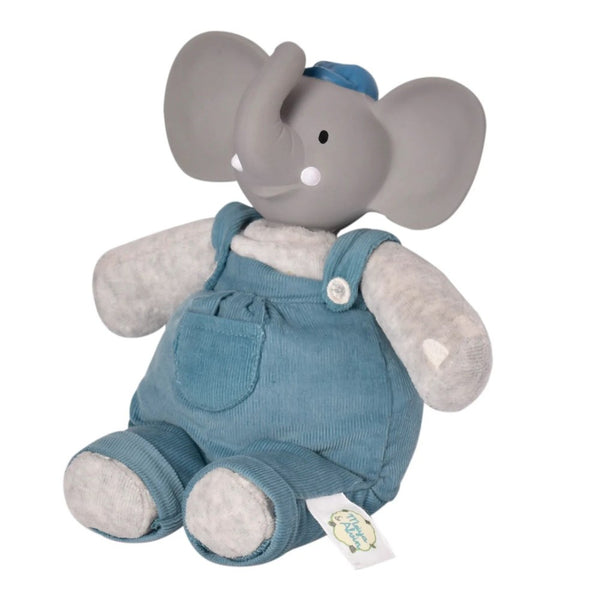 Tikiri Mini Plush Toy with Natural Rubber Head - Alvin the Elephant (8 inch)