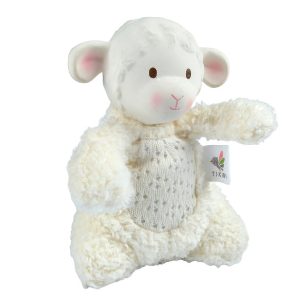 Tikiri Plush Toy with Natural Rubber Head - Bahbah the Lamb (5.9 inch)