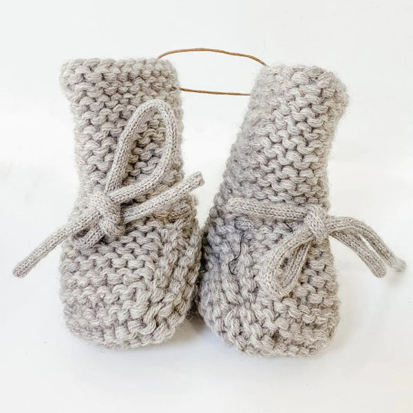 Belan J Wool Knit Baby Booties - Grey (0-6 Months)