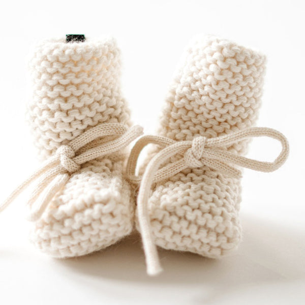 Belan J Wool Knit Baby Booties - Cream  (0-6 Months)