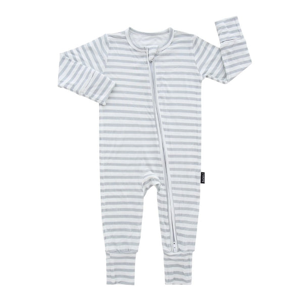 Belan.J Footless Sleeper with Fold-over Cuffs - Ash Stripe (18-24 Months)