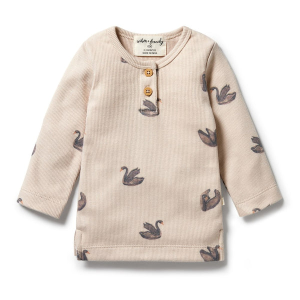 Wilson+Frenchy Organic Cotton Long-Sleeved Top - Little Swan (12-18 Months, 10-12 Kg)