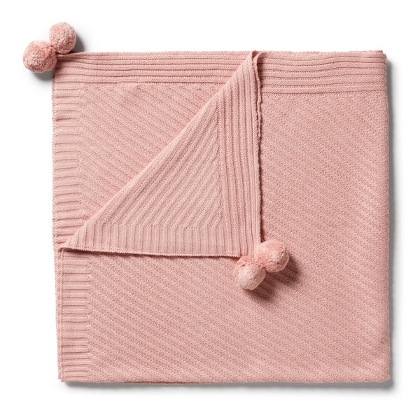 Wilson+Frenchy Knitted Jacquard Blanket - Rose