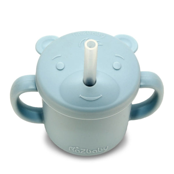 RaZbaby OSO-Cup Silicone Cup with Straw - Blue
