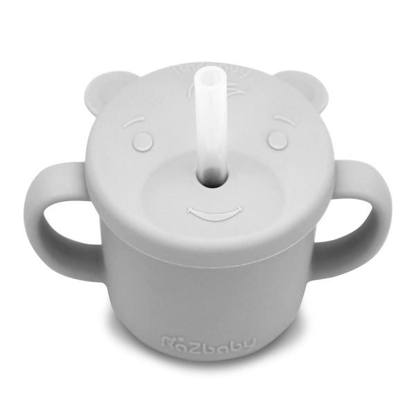 RaZbaby OSO-Cup Silicone Cup with Straw - Grey