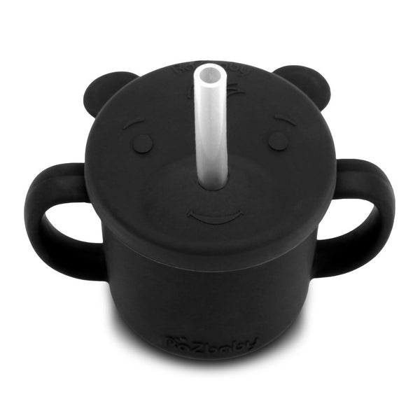 RaZbaby OSO-Cup Silicone Cup with Straw - Black