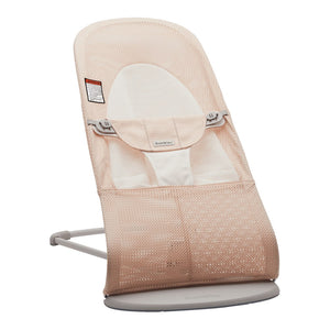 BabyBjorn Bouncer Balance Soft Mesh, Pearly Pink White on Light Grey Frame