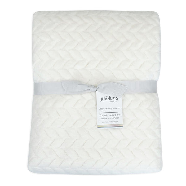 Juddlies Jacquard Flannel Baby Blanket - Cream
