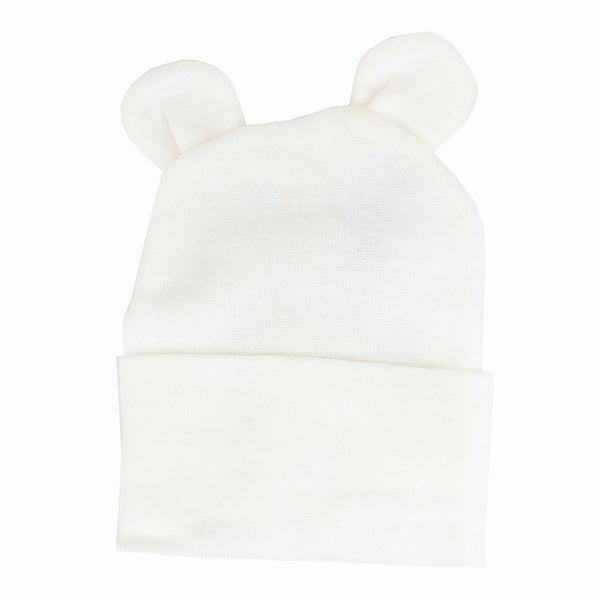 Kidcentral Essentials Newborn Hat - White Ears