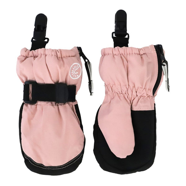 Calikids Winter Waterproof Fleece Lined Mittens with Clips - Rose (12-24 Months)