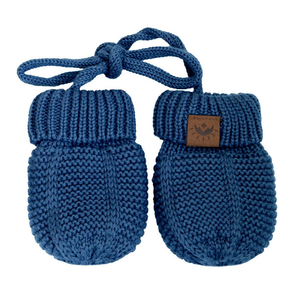 Calikids Cotton Knit Baby Mittens - Arctic Blue (0-9 Months)