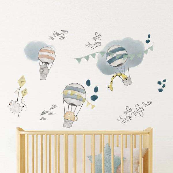 Peppy Lu Nursery Wall Decals Set - Hot Air Balloons & Airplanes (Large)