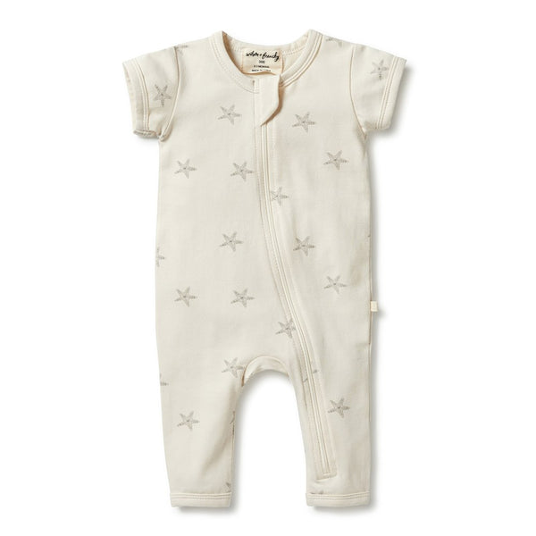Wilson+Frenchy Organic Cotton Short Sleeve Zipsuit - Starfish (12-18 Months, 10-12 Kg)