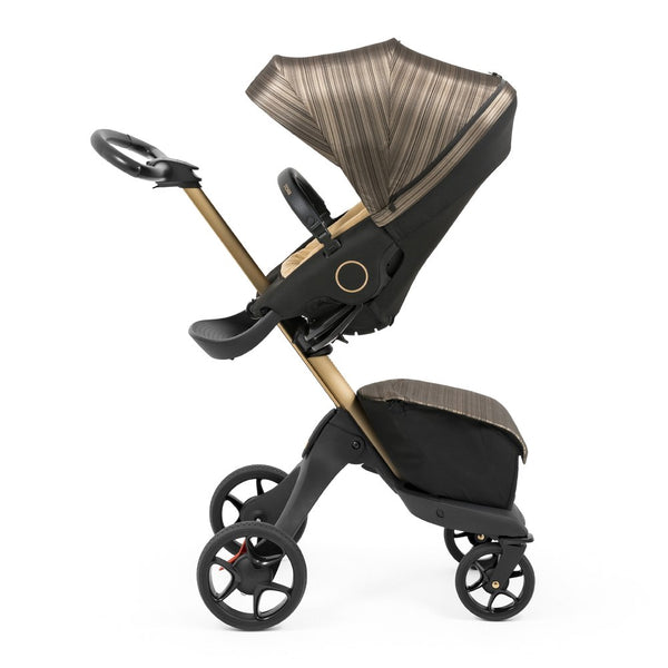 Stokke Xplory X Stroller - Limited Edition Gold with Gold Frame and Black Handles